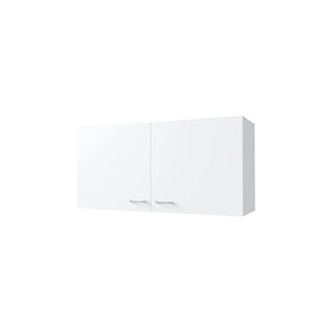 English Elm White 2-Door Wall Cabinet with Melamine Finish, 39.4" Wide Storage, Elegant Contemporary Kitchen Organizer B062P227650