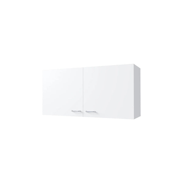 English Elm White 2-Door Wall Cabinet with Melamine Finish, 39.4" Wide Storage, Elegant Contemporary Kitchen Organizer B062P227650