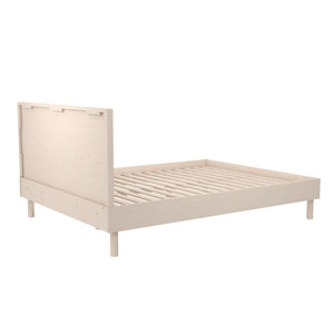 English Elm Upholstered Canvas and Oak Veneer Headboard for Modern Minimalist Bedroom Decor Light Oak B2733P436847
