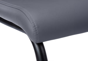 English Elm Dining Chair Set Of 2 - Modern Upholstered Grey Faux Leather With Black Metal Base For Dining Room B2710P218826