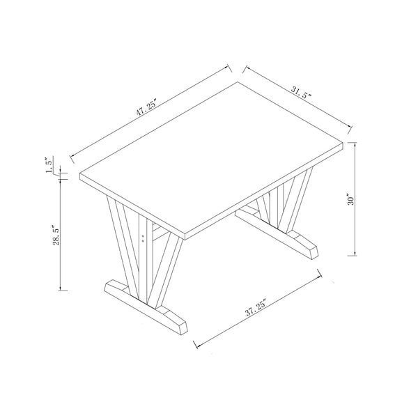 English Elm Dark Espresso 4‑Seat Dining Table with Pre‑Assembled Frame, Spacer Bar Stability, Melamine Top B107P355218