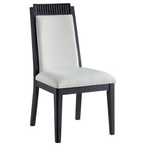English Elm Mason Ivory & Black Wood Dining Side Chair Set of 2 — Distressed Black Frame, Bordered Ivory Upholstery, Plush Comfort B062P299891