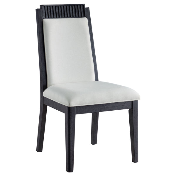 English Elm Mason Ivory & Black Wood Dining Side Chair Set of 2 — Distressed Black Frame, Bordered Ivory Upholstery, Plush Comfort B062P299891