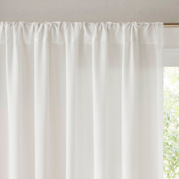 English Elm 2 Pcs Elegant White 52X108" Rod Pocket Curtains – Light-Filtering, Durable Polyester Panels B035P319837