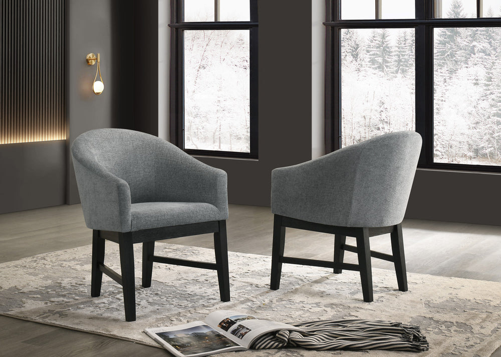 English Elm Honorio Gray Upholstered Barrel Back Dining Chairs with Matte Black Legs Set of 2 B2749P413307