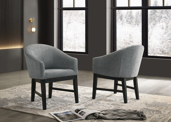 English Elm Honorio Gray Upholstered Barrel Back Dining Chairs with Matte Black Legs Set of 2 B2749P413307