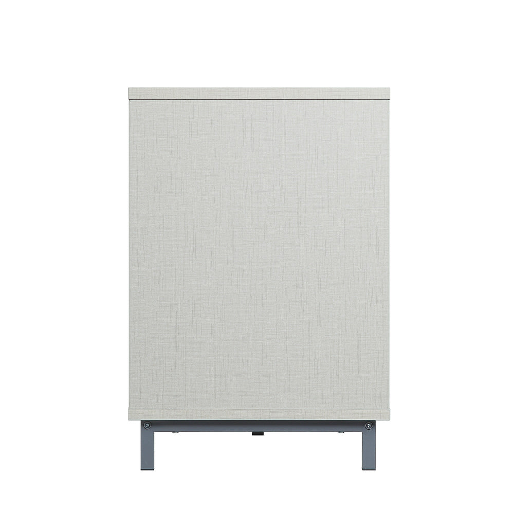 English Elm Brighton 60" TV Stand with 7 Shelves & Tempered Glass Dividers, Cable Management, Sleek Design Beige B365P398325