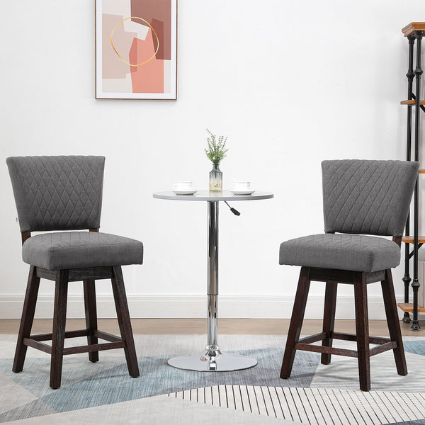 English Elm Homcom Swivel Counter Stools Set of 2 Quilted Seat Rubberwood Legs Kitchen Pub W2225P217130