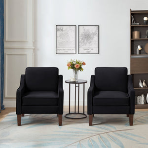English Elm Modern Velvet Accent Chair Solid Wood Legs Scooped Arms Single Seat Lounge Seating W2186P143466