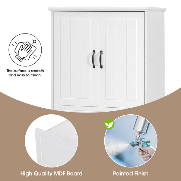 English Elm Christopher Knight Home® - Bathroom Storage Cabinet with Doors Drawer & Dual Laundry Baskets, MDF Build, Adjustable Shelf, Anti-Tip Device White N759P243350K