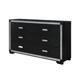 English Elm Soulmarie Glitter Chest with Spacious Drawers and Curved Legs in Solid Wood and MDF, Sturdy Build Charcoal 65.94 L x 20.28 W x 37.99 H B201P410793