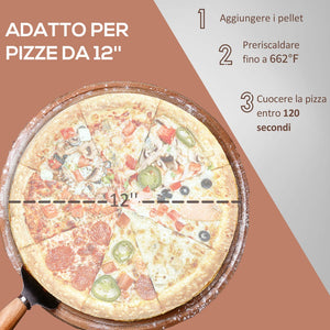 English Elm Outsunny Wood Fired Portable Pizza Oven Stainless Steel with Stone Peel and Cover W2225P174311
