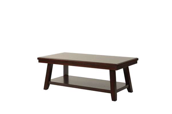 English Elm New Walnut Finish 1pc Coffee Table with Open Shelf, 47"x24" Modern Walnut Veneer Top & Solid Legs B011P396185