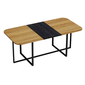English Elm Sn-rgt200-8-wdbk Two-tone Wood Grain Rectangular Dining Table with Geometric Metal Base W3875P372902