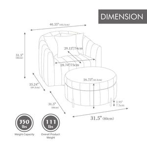 English Elm 40.35"W Stylish Green Velvet 360° Swivel Accent Barrel Chair & Storage Ottoman With 3 Pillows W3118S00010