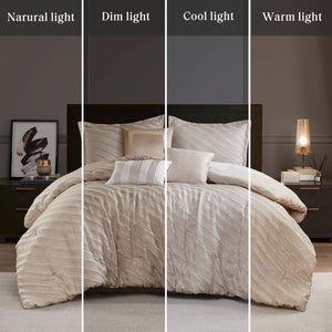 English Elm 7 Plush Queen Comforter Set with Jacquard Texture, Bedskirt & Decorative Pillows for Cozy Elegance Beige 17.91 L x 13.98 W x 10.04 H B035P319209