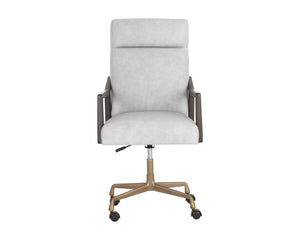 Sunpan Collin Office Chair - Stylish Bovine Leather with Elegant Iron Frame for Modern Workspace Comfort Brown / Saloon Light Grey Leather