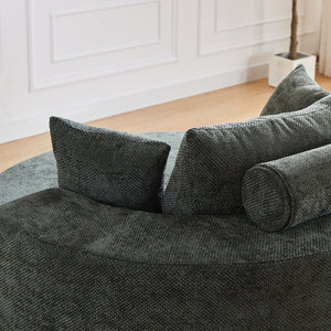 English Elm 55''L Chenille Foam Single Swivel Chair with Plush Backrest Pillow, 360° Smooth Recline for Living Room Lounge Comfort Green W834S00354