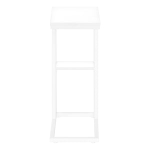 English Elm Accent Table - C-Shaped Modern Design For Living Room & Bedroom, White Marble Top & Metal Frame B2710P219402
