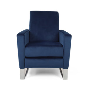 English Elm Christopher Knight Home® - Arvin Plush Push-Back Recliner with Stainless Steel Legs — Modern Fabric Comfort for Living Rooms Blue 65272.00NVLTCBLT