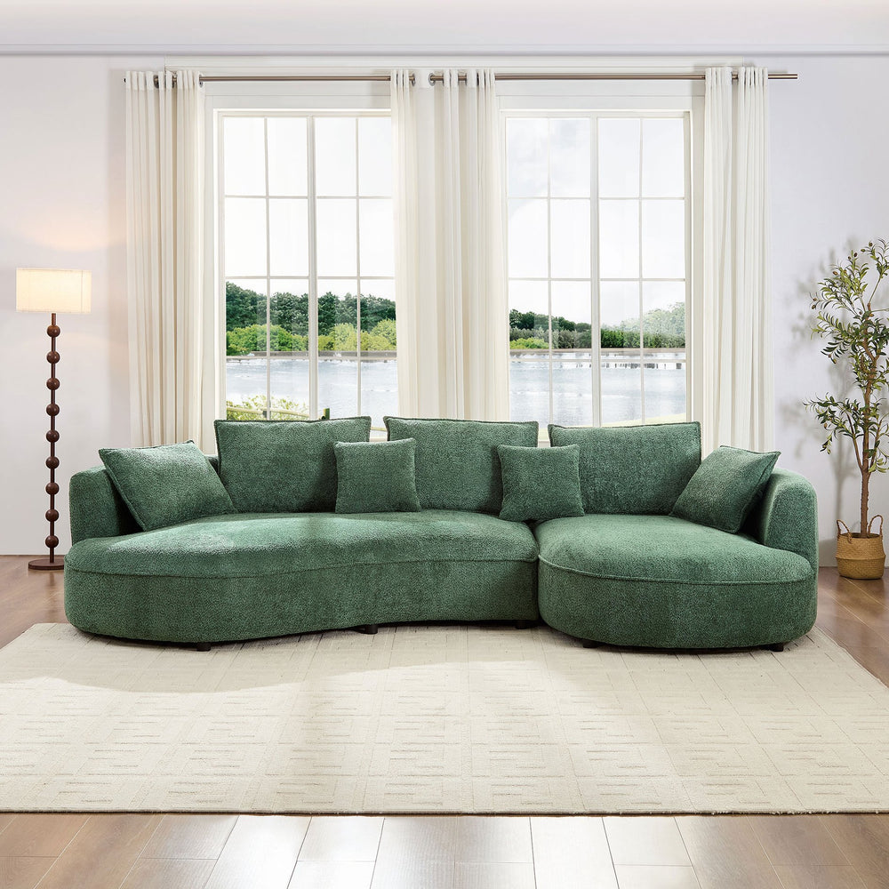 English Elm Oversized Boucle Sectional Sofa with Right Chaise Cloud Curved 5 Seat Living Room W876S00319