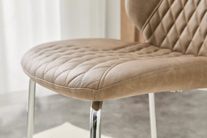 English Elm Dark Oil Waxed Faux Leather Dining Chair Set with Diamond Tufted High Back Metal Legs W3493P444879