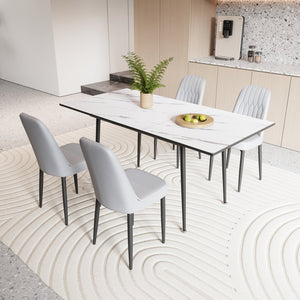 English Elm 47"-63" Expandable Dining Table Set For 2-6 With Cushioned Chairs - Modern & Space-Saving Design W2189S00258