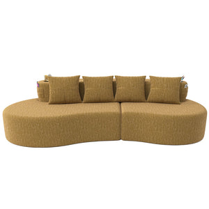 English Elm Modern Half Moon Chenille Sectional Three Seat Curved Sofa for Living Room or Apartment Mustard Yellow W395P435344