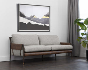 Sunpan Mauti Sofa - Vintage Mid-Century Charm with Durable Vault Fog Fabric & Oak Wood Frame, 84.5"W