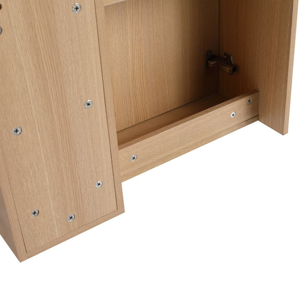 English Elm 26'' Wall-Mounted Bathroom Vanity with Glossy White Ceramic Sink, Soft-Close Door & Waterproof Finish Oak W999P310771
