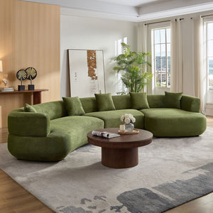 English Elm 155.91 Inch Modular Curved Sectional Sage Green Quilted Polyester Sofa for Living Room W2582S00197