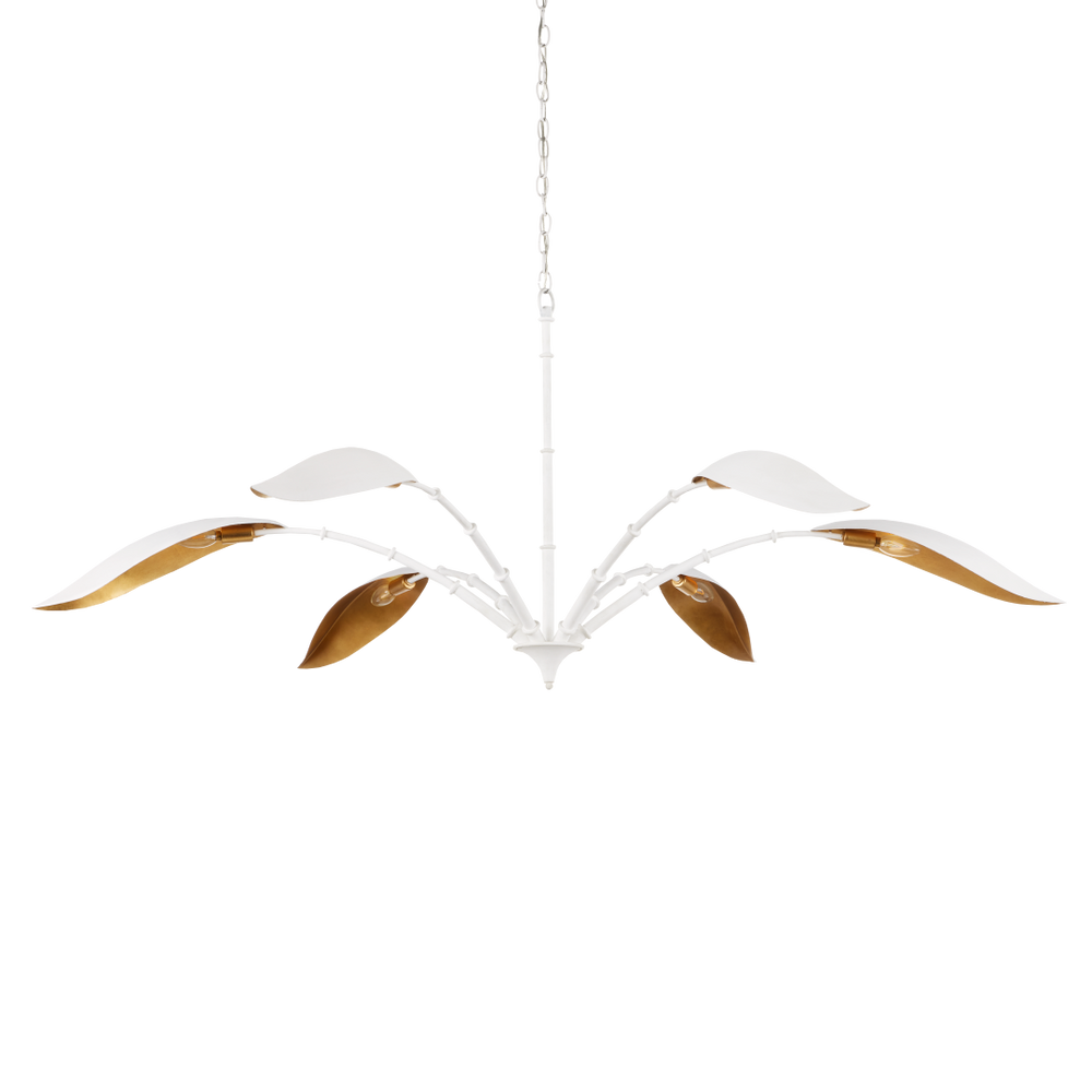 Yuriko Elegant White Chandelier with Gold Leaf Accents – Contemporary Design for Stunning Spaces