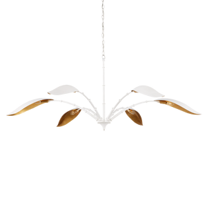 Yuriko Elegant White Chandelier with Gold Leaf Accents – Contemporary Design for Stunning Spaces