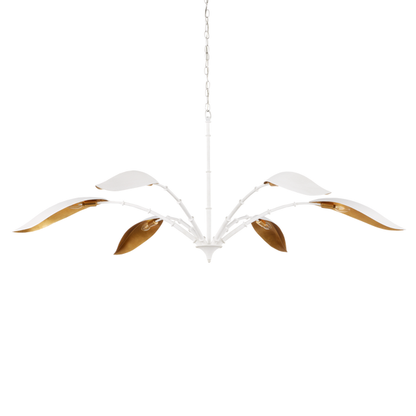 Yuriko Elegant White Chandelier with Gold Leaf Accents – Contemporary Design for Stunning Spaces