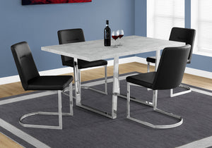 English Elm Dining Table - 60" Rectangular Grey Laminate With Chrome Legs - Modern Design For Kitchen & Dining Spaces B2710P286989