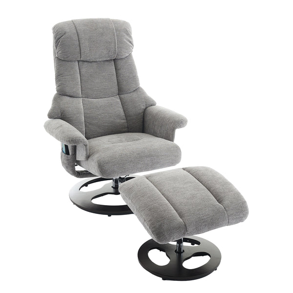 English Elm 069-ergonomic Swivel Recliner with Ottoman Chenille Wingback Massage Lounge Chair Grey W527P439691