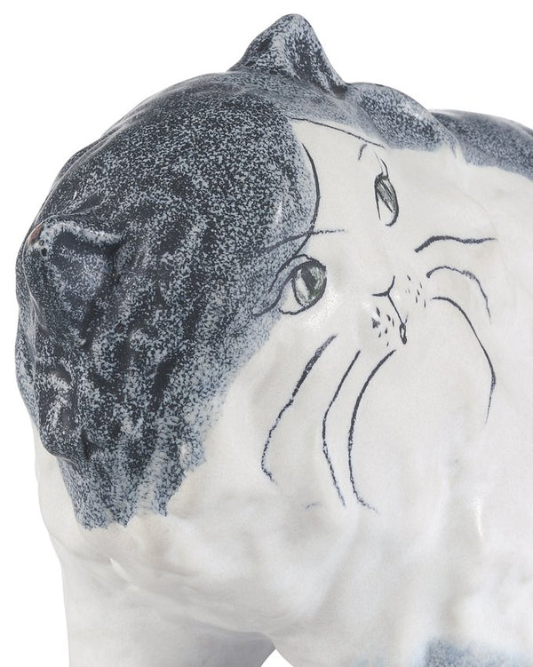 Currey & Company Siamese Cat Object - Hand-painted Porcelain Sculpture, Unique Blue & White Art Piece For Home Decor Gray Porcelain 1200-1000-currey-company