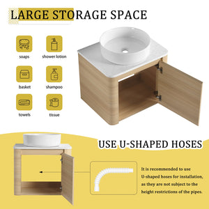 English Elm 24'' Wall-Mounted Bathroom Vanity With Soft-Close Door & Stylish Ceramic Sink For Small Spaces W999S00457