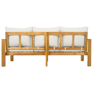 English Elm Outdoor Acacia Wood 4 Piece Sectional Set with Sofa Chair Ottoman and Table N757S454830B
