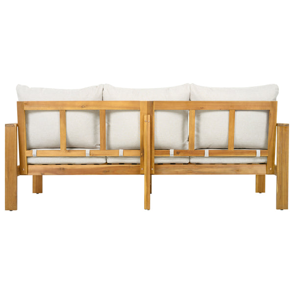 English Elm Outdoor Acacia Wood 4 Piece Sectional Set with Sofa Chair Ottoman and Table N757S454830B