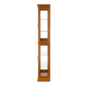 English Elm Curio Display Cabinet with Internal Lighting, Mirrored Back, 6 Adjustable Shelves, Glass Doors Oak W1693P154580
