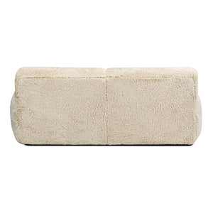 English Elm Jennifer Taylor Home - Summit 83" Faux Sheepskin Overstuffed Sofa in Cream Beige Faux Fur — Luxe Mongolian Softness, Cozy Statement Piece B2719P238349