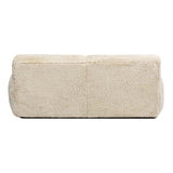 English Elm Summit 83" Faux Sheepskin Overstuffed Sofa, Cream Beige Faux Fur