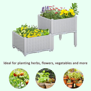 English Elm Outsunny 2-Piece Self-Watering Raised Garden Bed With Legs – Perfect For Flowers, Herbs & Veggies! W2225P174438-GIGA