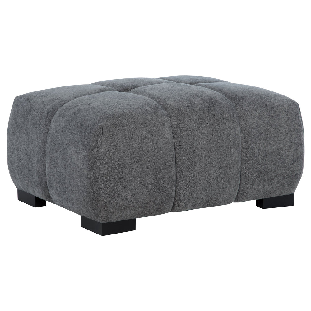 English Elm Plather Grid Tufted Upholstered Ottoman with Waterfall Cushioning for Living Rooms Charcoal Grey B062P447955