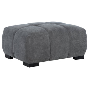 English Elm Plather Grid Tufted Upholstered Ottoman with Waterfall Cushioning for Living Rooms Charcoal Grey B062P447955