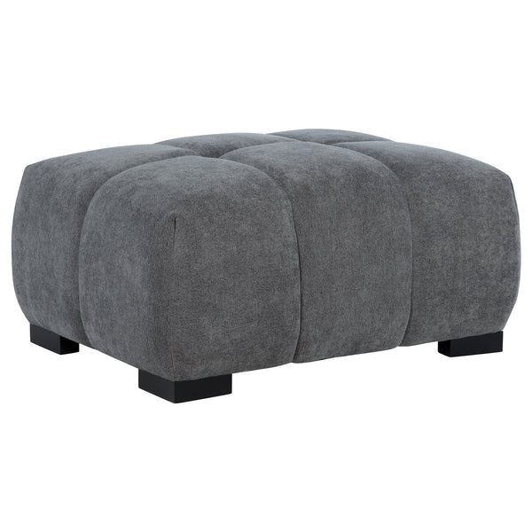 English Elm Plather Grid Tufted Upholstered Ottoman with Waterfall Cushioning for Living Rooms Charcoal Grey B062P447955