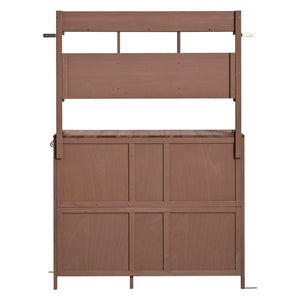 English Elm (with Hutch) Topamx Solid Fir Potting Bench Patio Workstation Spice Rack Drawer Brown N717P404331D