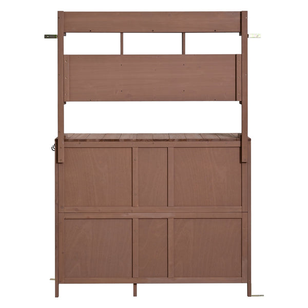 English Elm (with Hutch) Topamx Solid Fir Potting Bench Patio Workstation Spice Rack Drawer Brown N717P404331D