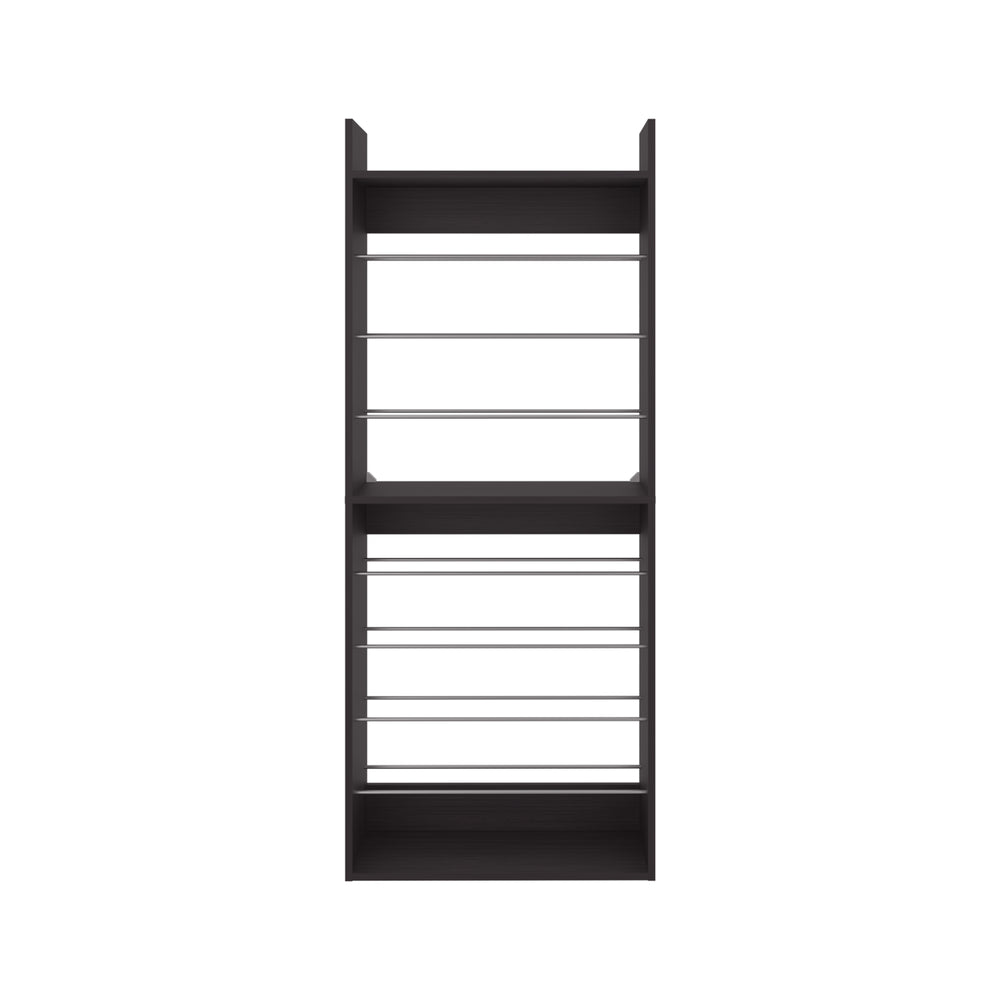 English Elm Shoe Organizer 10-Shelf Slim Vertical Rack in Black Wengue — Space-Saving Engineered Wood Storage B097P350294